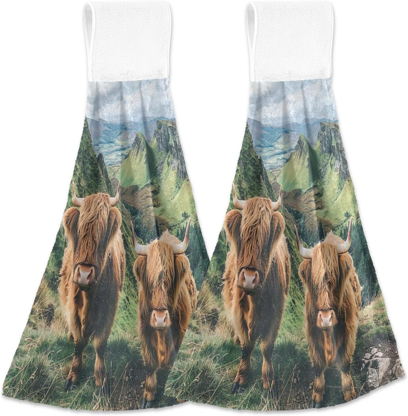 Highland Cows Kitchen Towel Hanging Loop