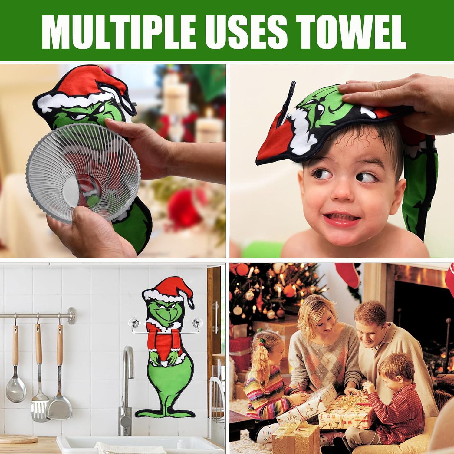 Fun Grinchy-Shaped Christmas Hand Towels
