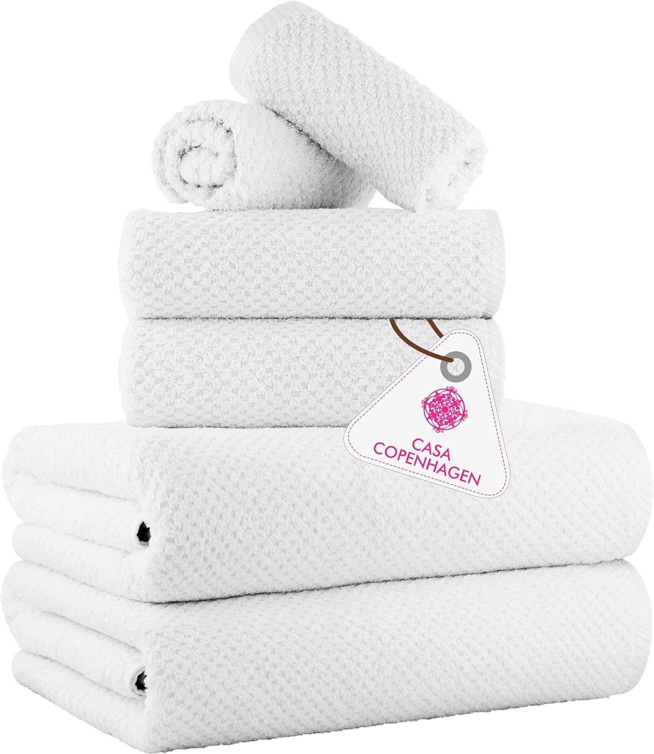 CASA COPENHAGEN Popcorn Towel Set 6 Pieces White 1