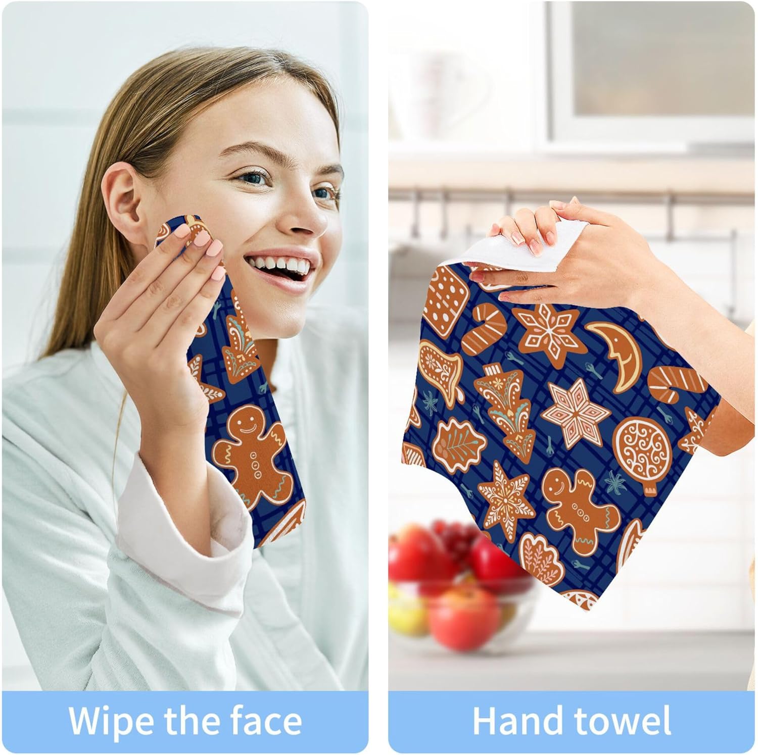 christmas gingerbread man washcloth set with 2-12 pieces