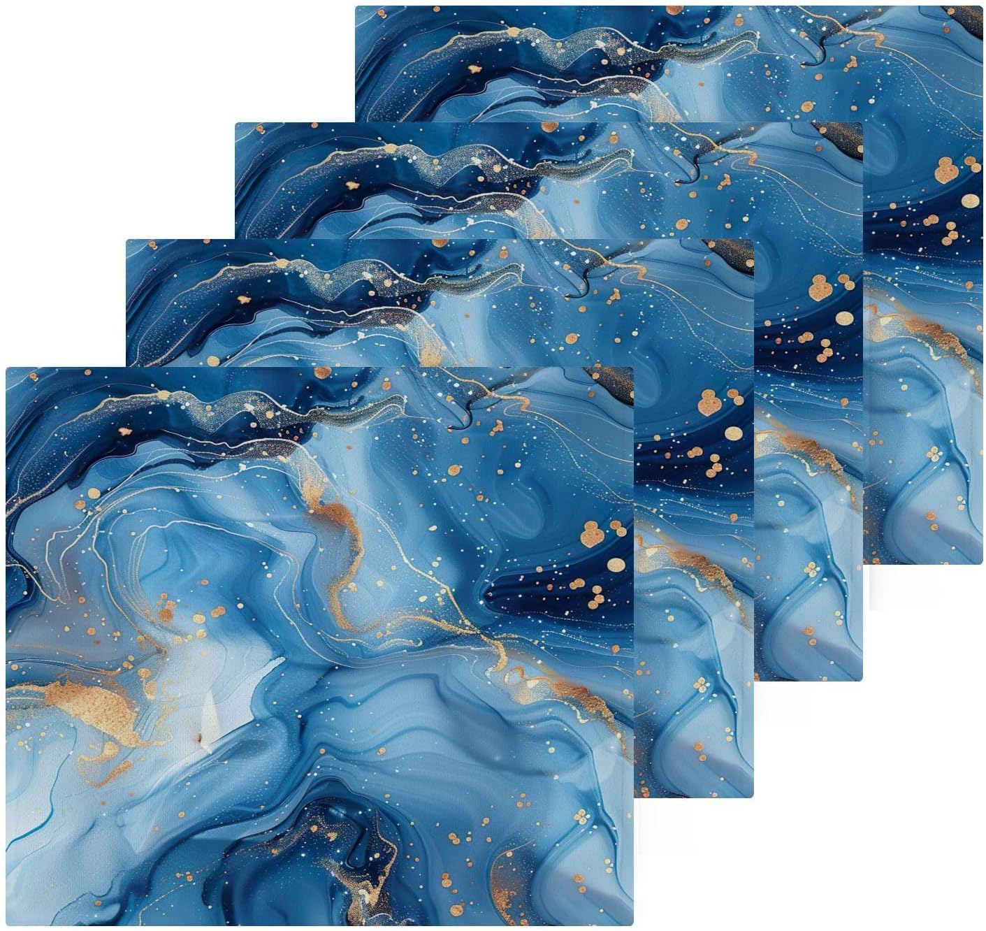 Bliss Blue Gold Marble Washcloths 2