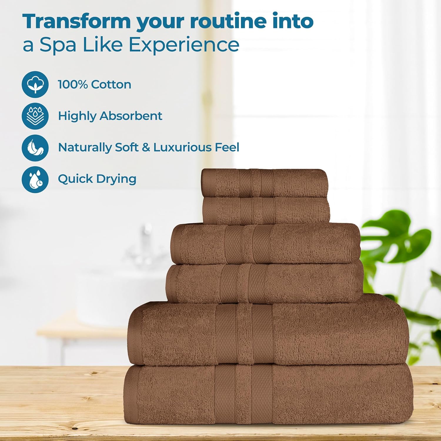 Superior Ultra-Soft 6-Piece Cotton Towel Set
