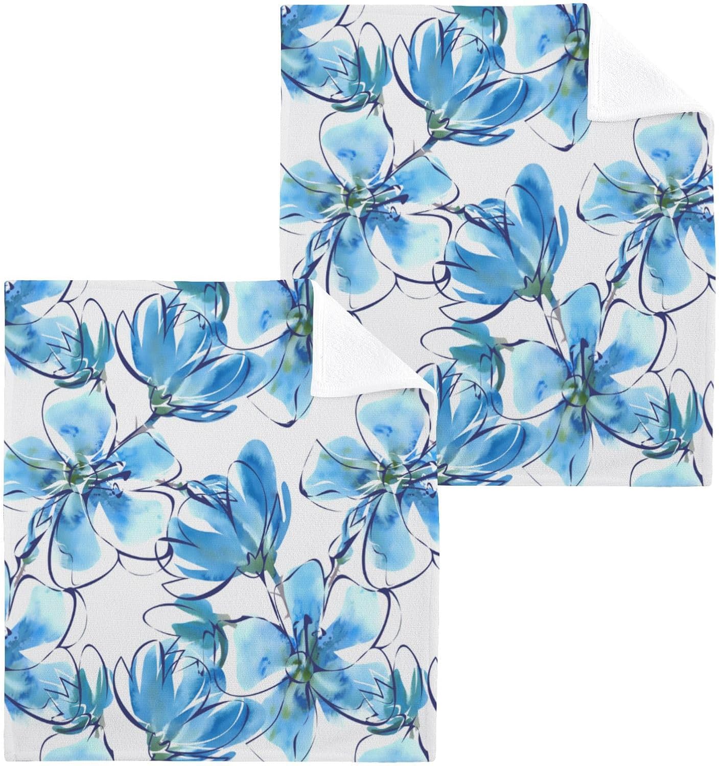 Blue Flower Washcloth - Soft Absorbent for Babies