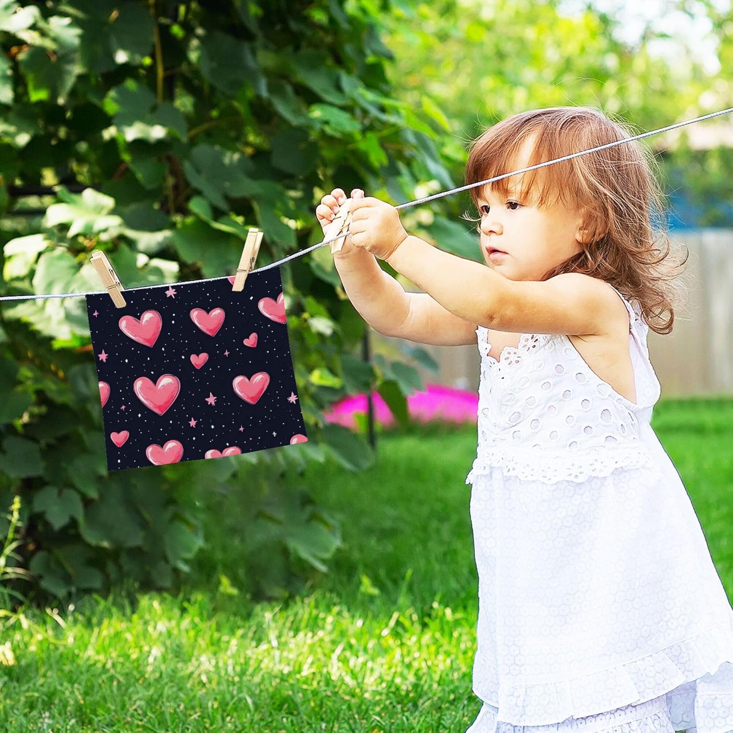Xigua Hearts and Stars Washcloth Set