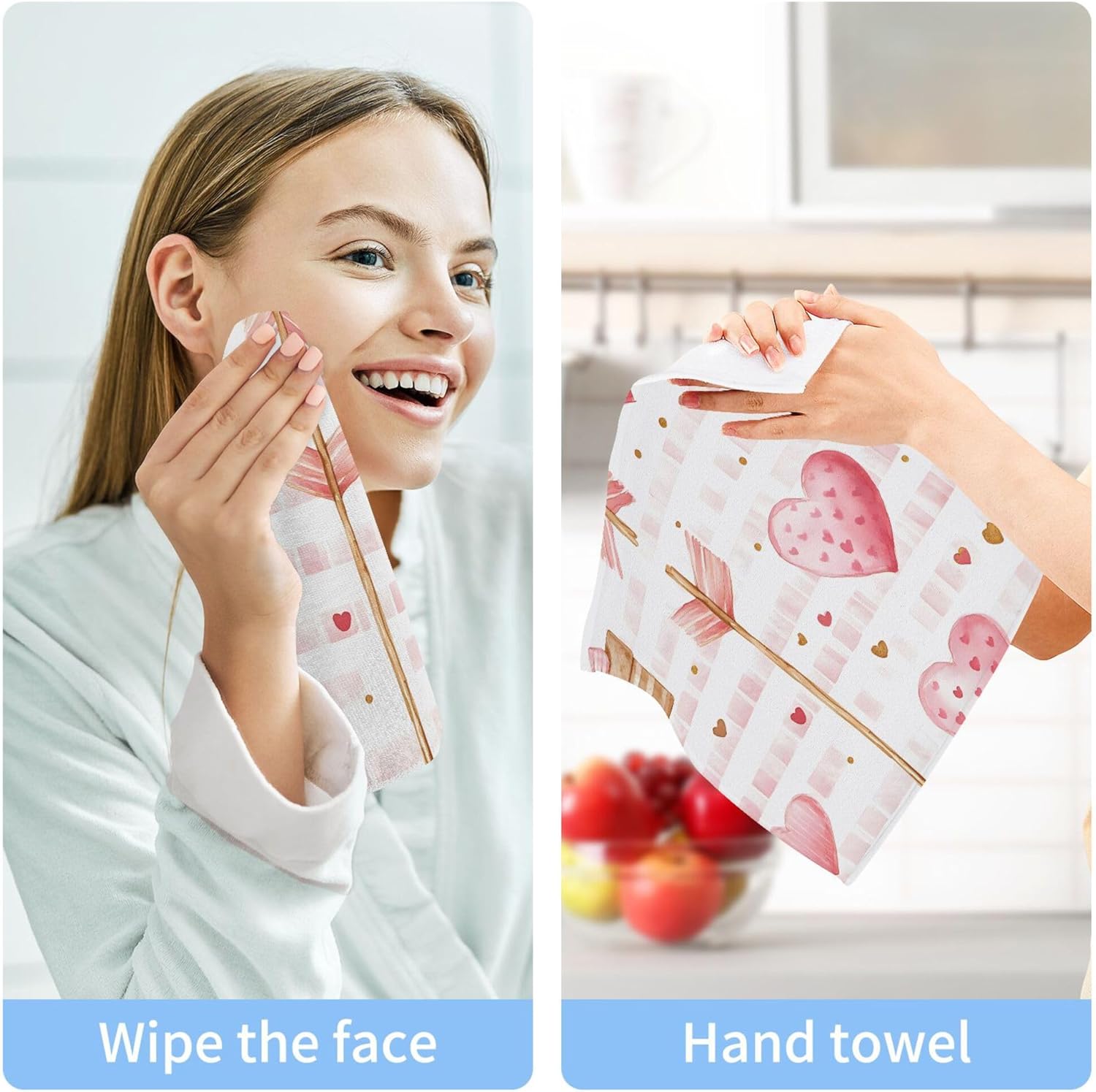Valentines Day Heart-Shaped Washcloth Set