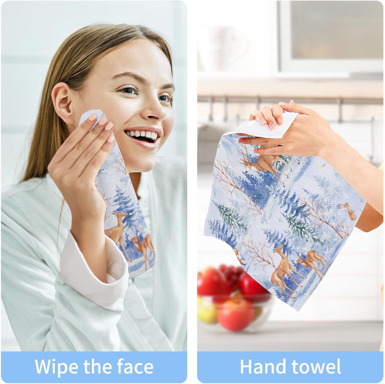Xigua Cartoon Deer Washcloth Set 12x12 2-12 Fast Drying Absorbent