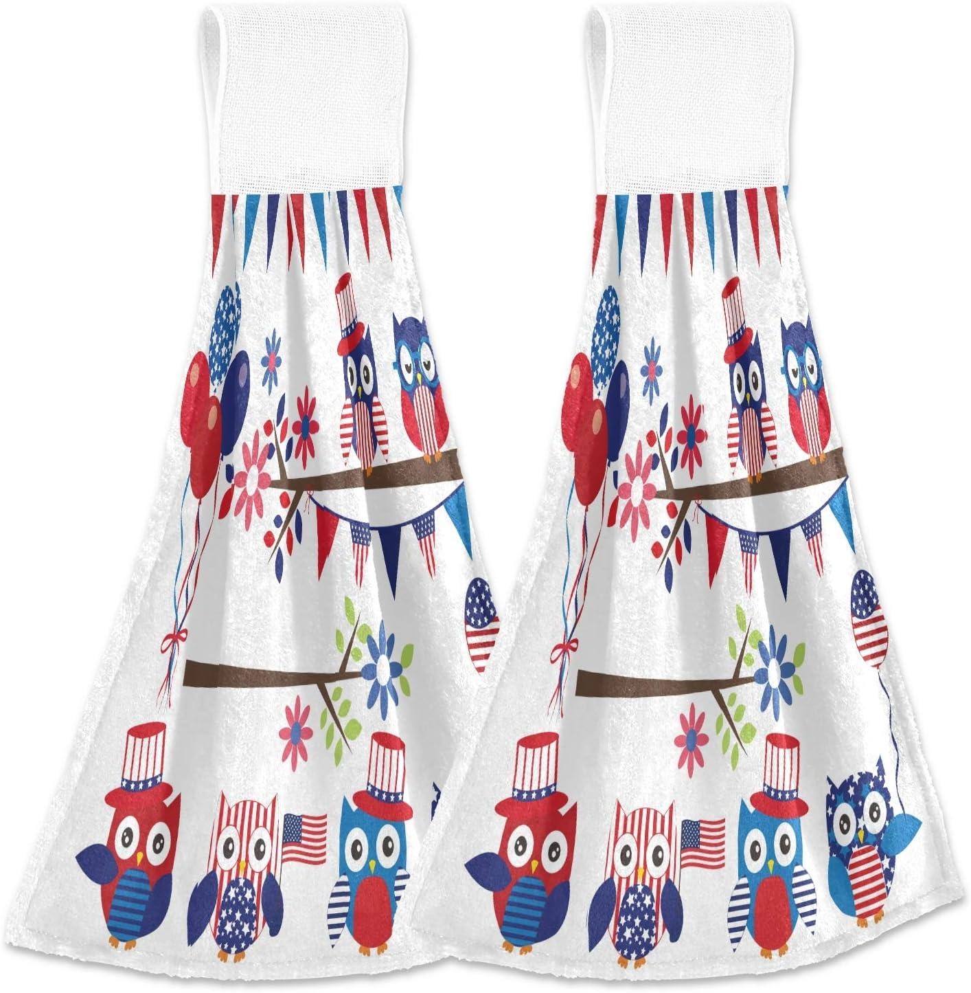 Stylish 4th of July Owl Kitchen Towels