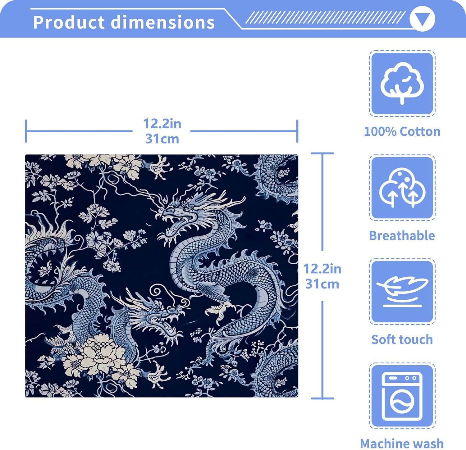 Chinese Dragon Soft Absorbent Washcloth 2-Pack