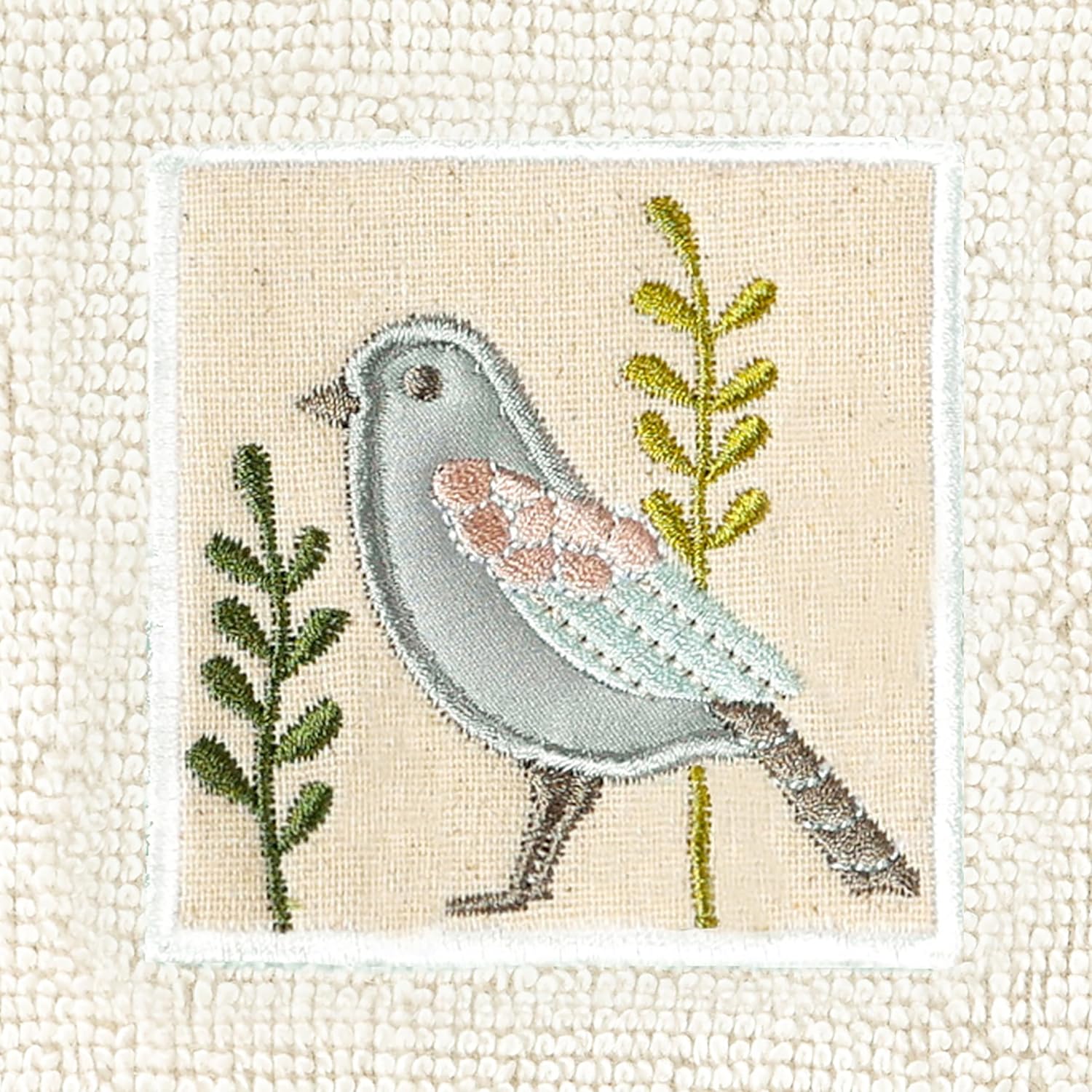 KHALPERA Vibrance Fingertip Towel Set Decorative Bird Motif Beige