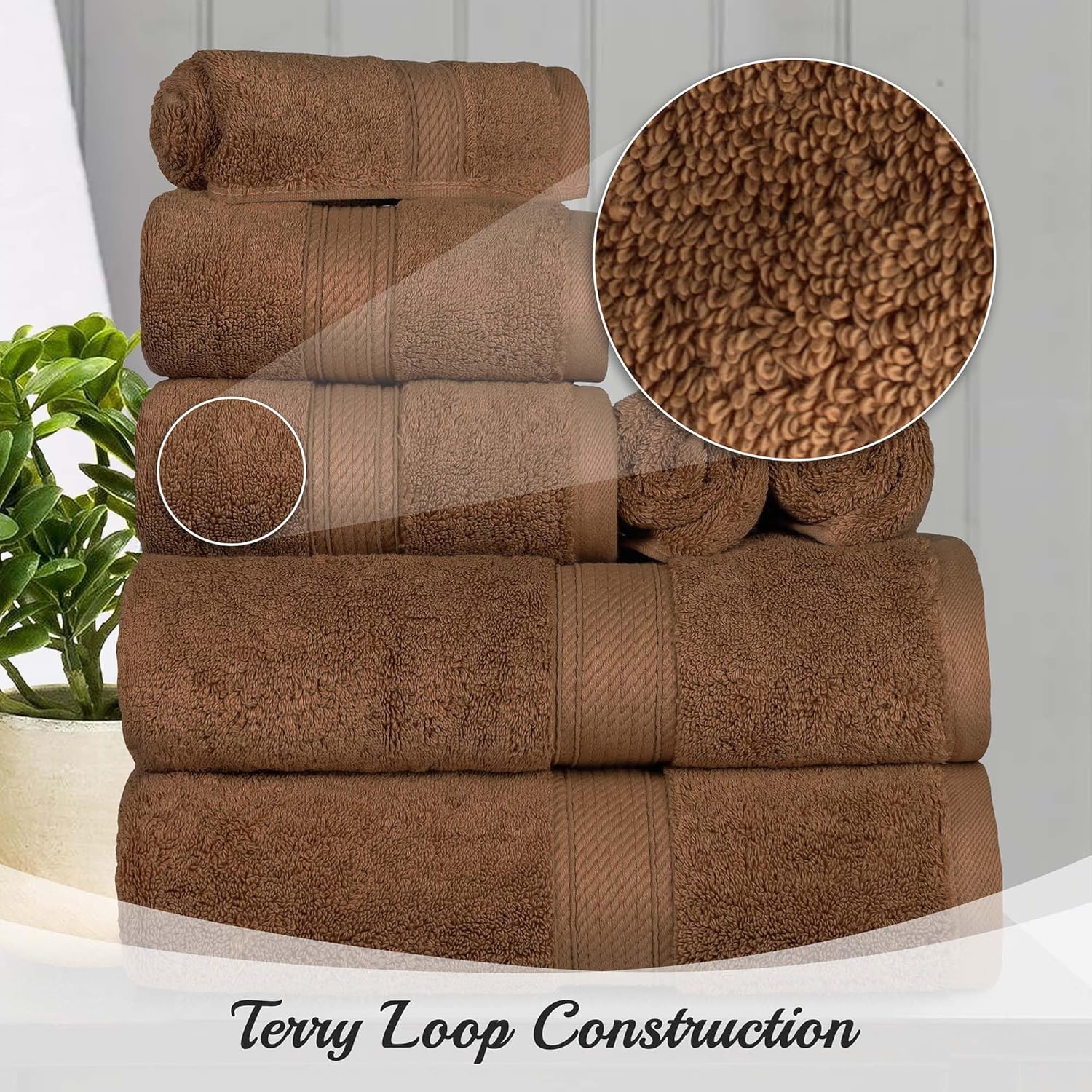 Superior Egyptian Cotton Pile 6-Piece Bath Towel Set