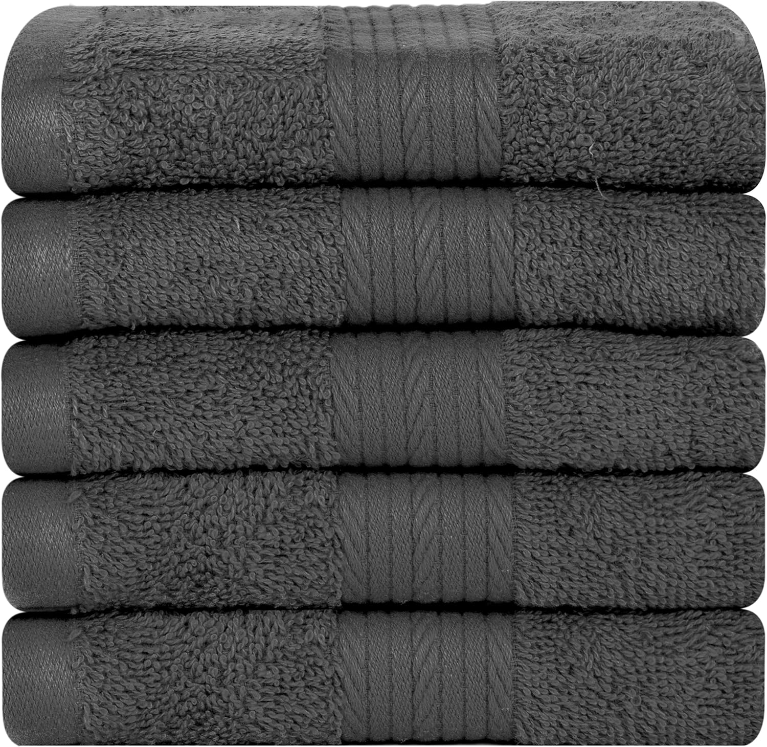 Ample Decor 12x12 Inch Washcloths Pack of 5 - Grey