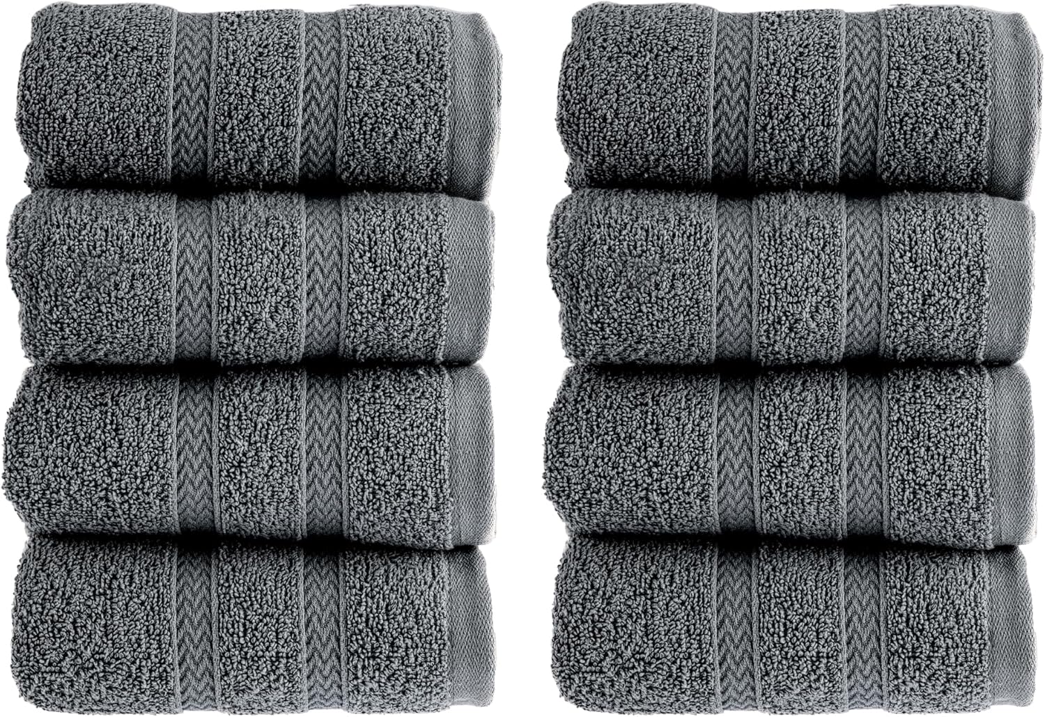 8-Piece premiums Turkish Cotton Washcloths 650 GSM Set Soft Absorbent