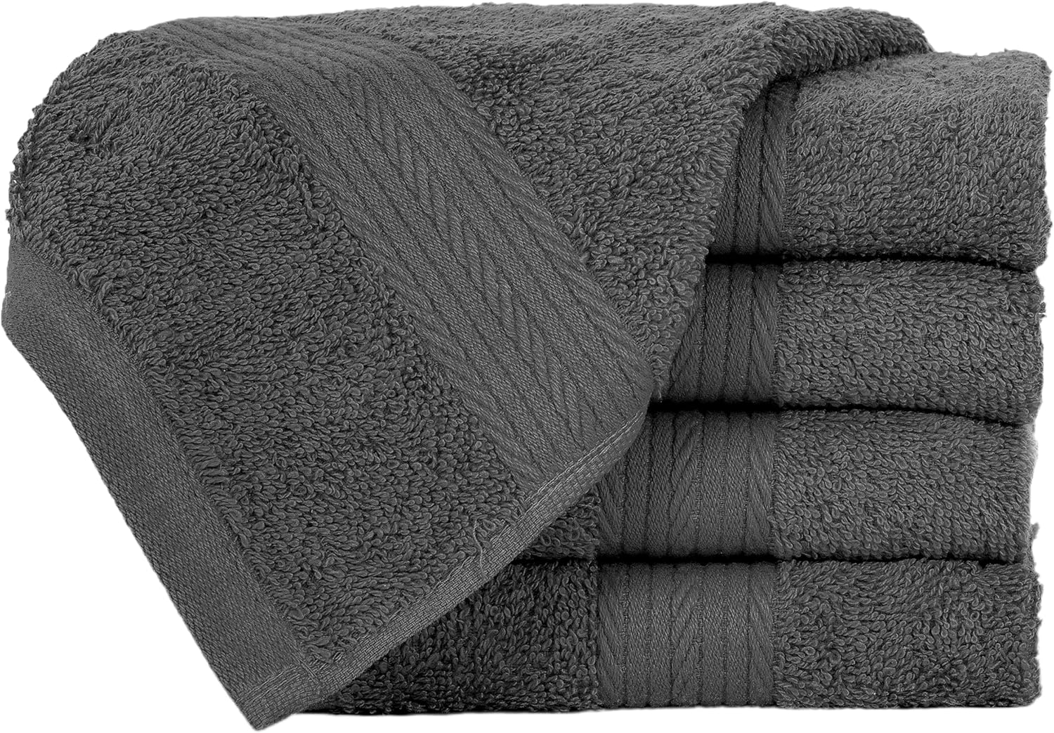 Ample Decor 12x12 Inch Washcloths Pack of 5 - Grey