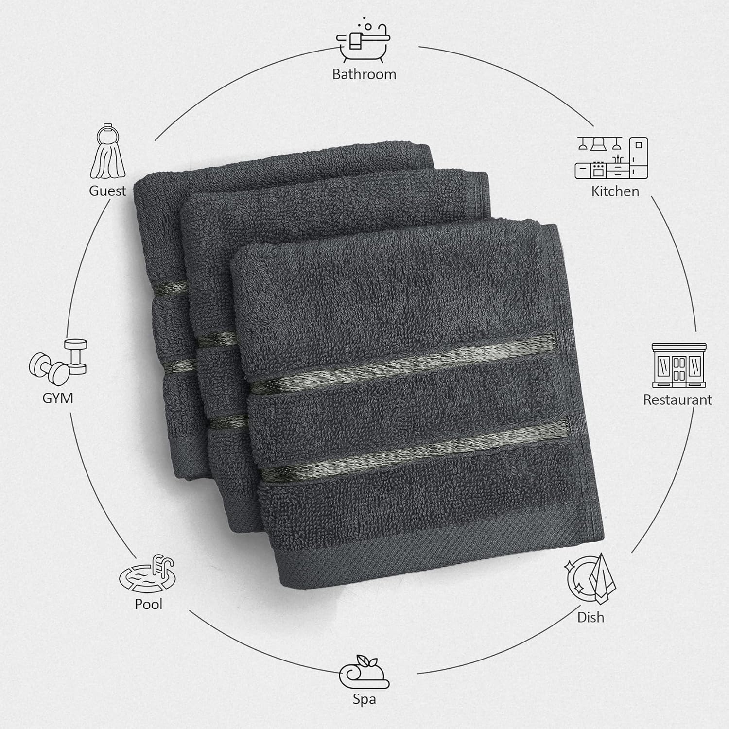 Luxury Viscose Washcloths Set 12x12