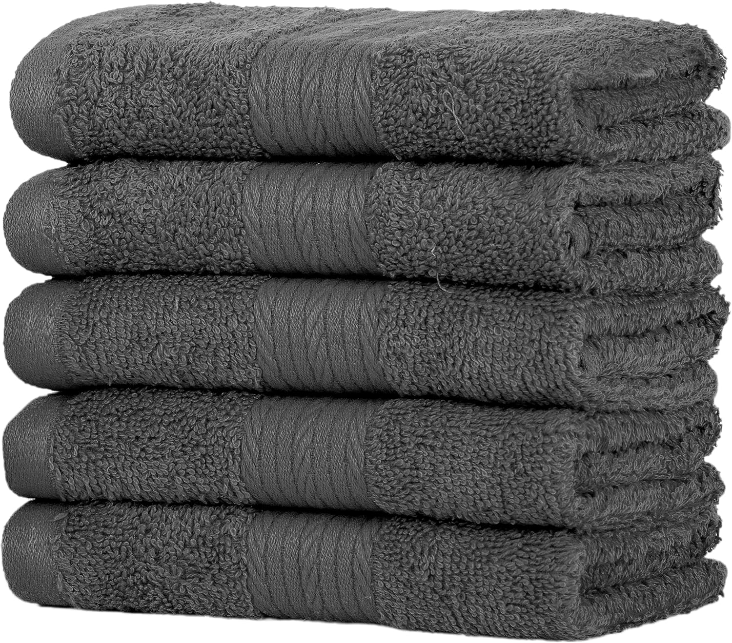 Ample Decor 12x12 Inch Washcloths Pack of 5 - Grey
