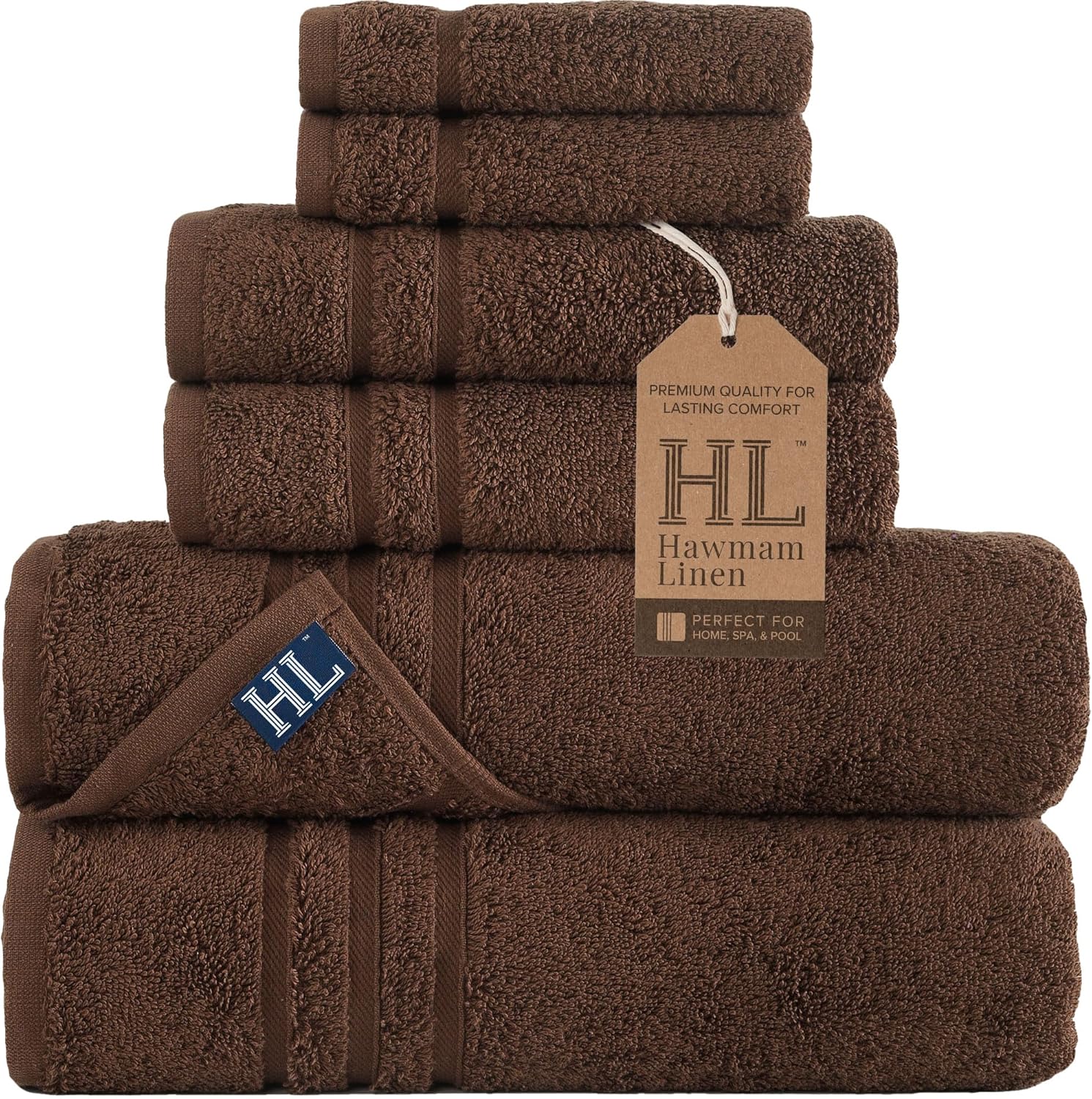 Hawmam Linen Brown 6 Piece Towel Set
