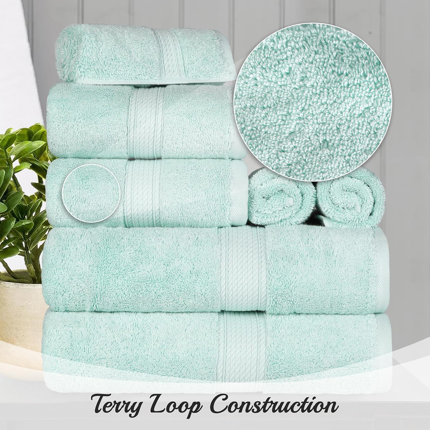 Superior Luxury Egyptian Cotton Pile Bath Towels Set Ultra Soft Plush