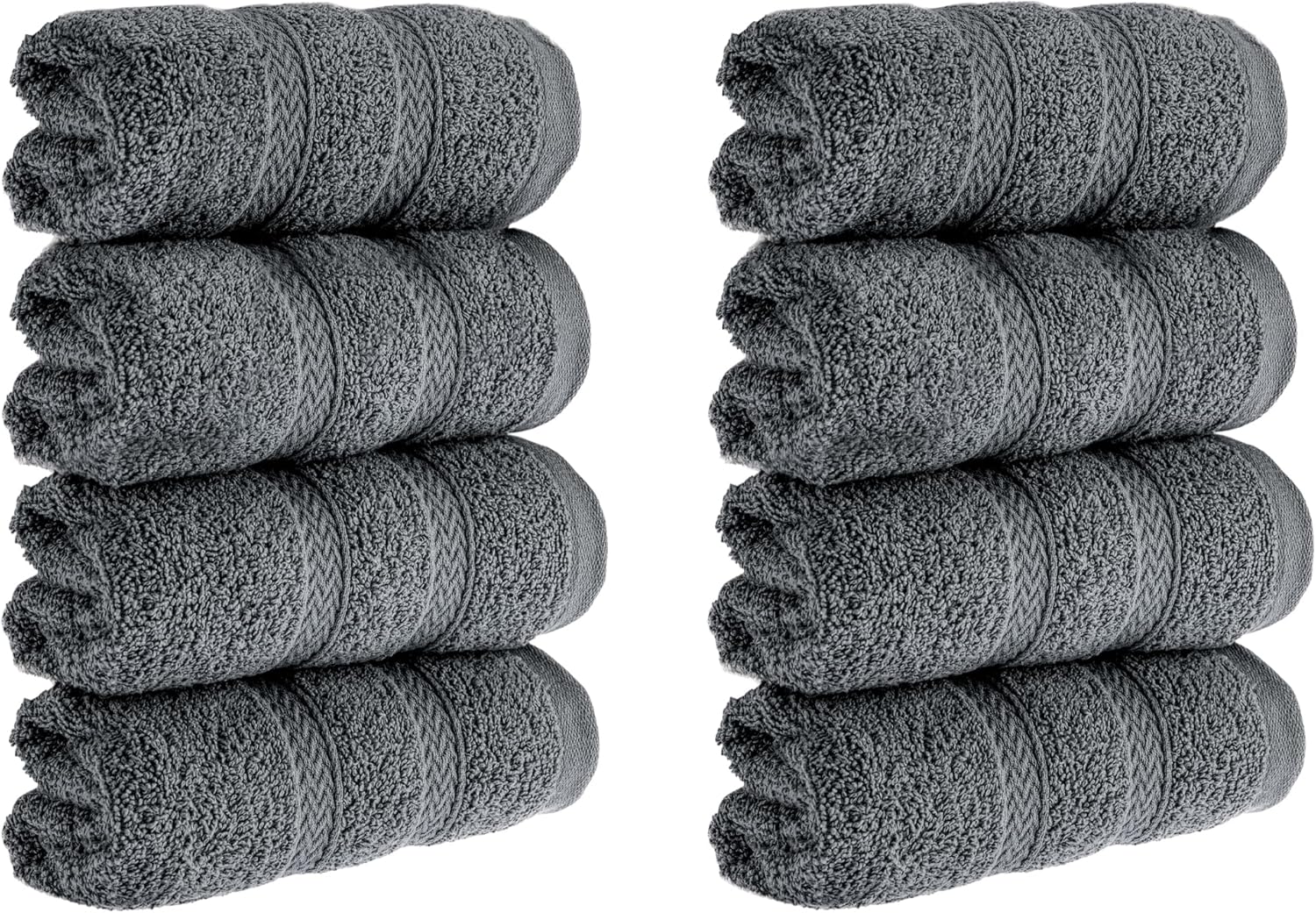 8-Piece premiums Turkish Cotton Washcloths 650 GSM Set Soft Absorbent