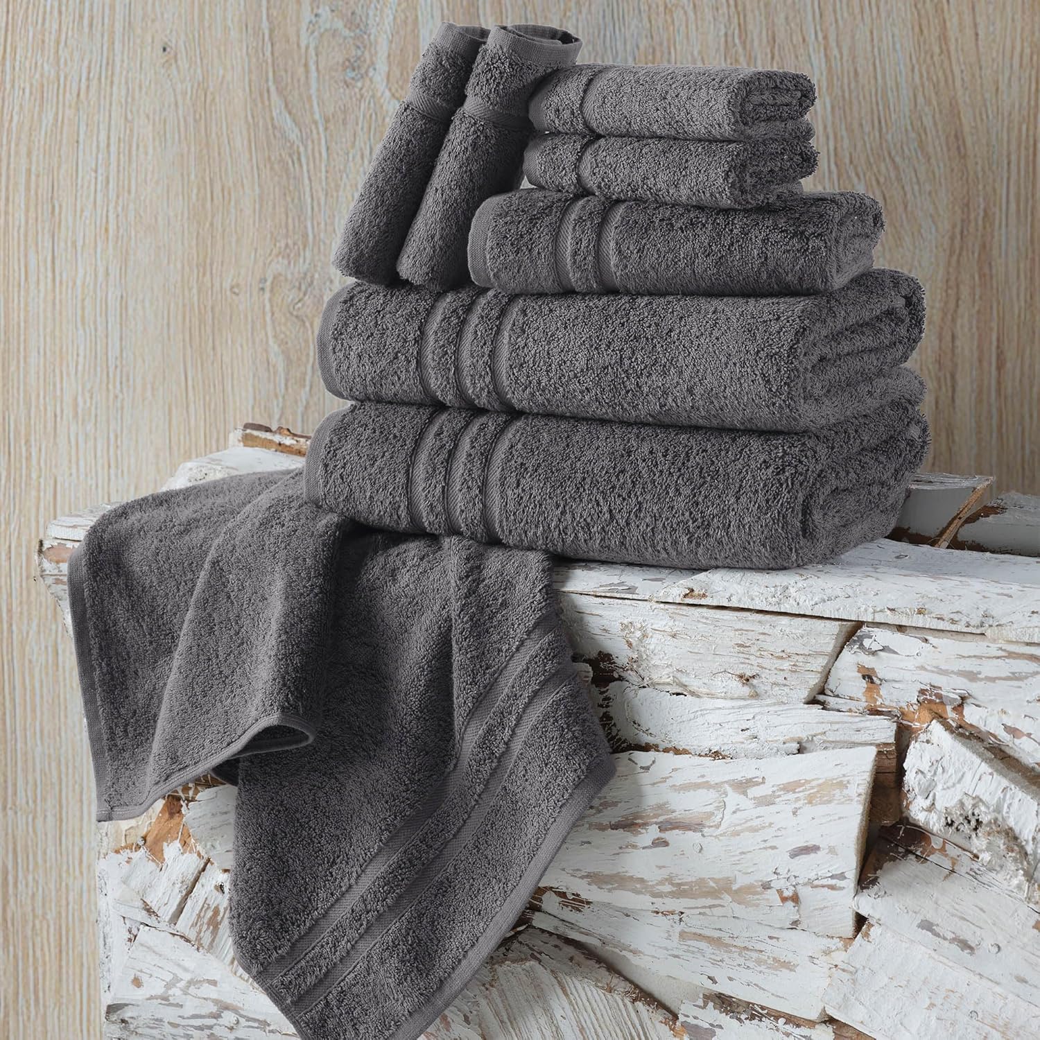 Hawmam Linen 6-Piece Grey Bath Towels