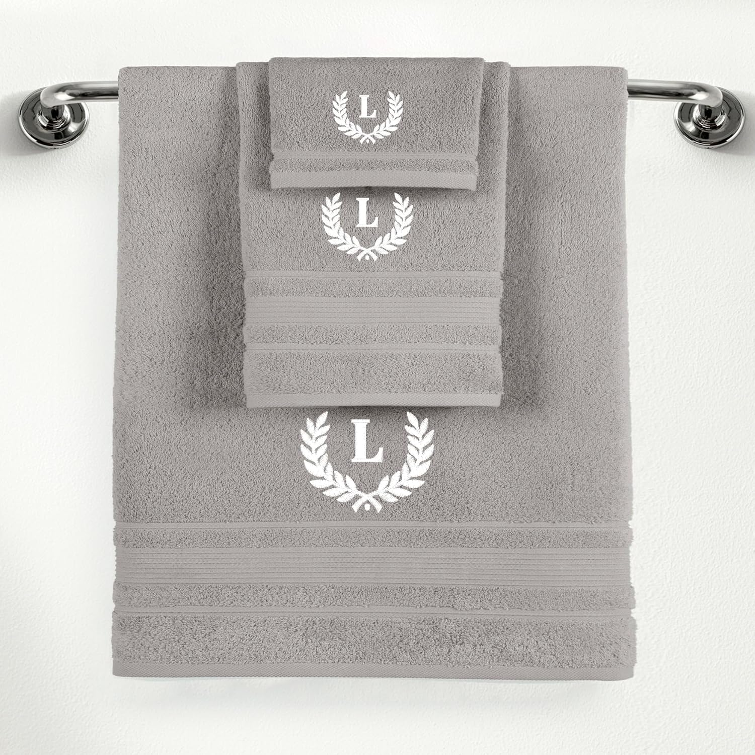 Ephesos Custom Monogrammed Grey Towel Set - 3 Piece
