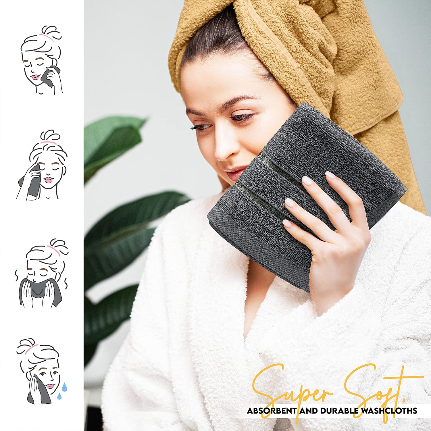 Luxury Viscose Washcloths Set 12x12
